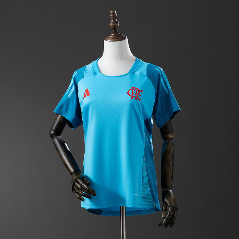 Camisa Flamengo 2025/26 Pré-Jogo Treino Azul Feminina – Versão Torcedora