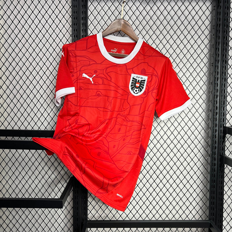 Camisa Áustria Euro 2024/25 Home Vermelha – Versão Torcedor
