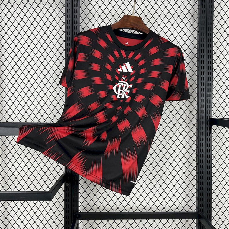 Camisa Flamengo 2025/26 Pré-Jogo Preta e Vermelha – Versão Torcedor