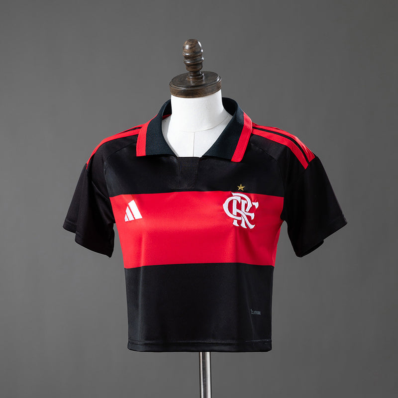 Camisa Cropped Flamengo 2026/27 Preto e Vermelho – Versão Feminina