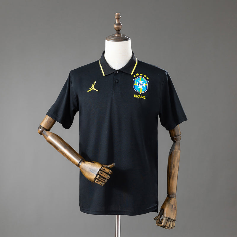 Camisa Polo Brasil 2026 Preta – Versão Torcedor